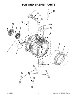 Tub And Basket Parts Diagram and Parts List for IFW5900HW0  Whirlpool Washer