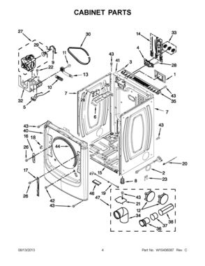 02 - CABINET PARTS Diagram and Parts List for YMED7000XR2  Whirlpool Dryer