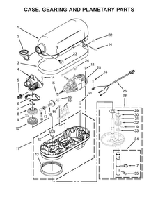 Case, Gearing And Planetary Parts Diagram and Parts List for KG25H0XIC5  KitchenAid Mixer