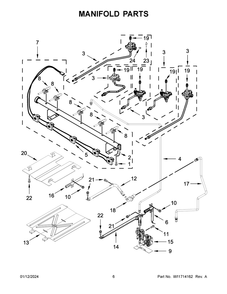 Manifold Parts Diagram and Parts List for WFG525S0JT6  Whirlpool Range