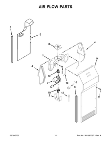 Air Flow Parts Diagram and Parts List for WRS321SDHZ11  Whirlpool Refrigerator