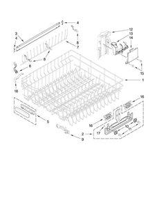 Upper Rack And Track Parts Diagram and Parts List for KUDS30IVSS1  KitchenAid Dishwasher