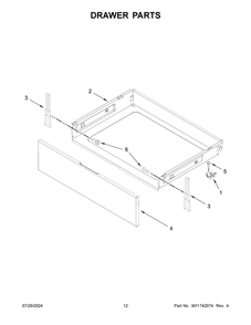 07 - Drawer Parts Diagram and Parts List for MFGS6030RZ0  Whirlpool Range