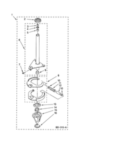 Brake And Drive Tube Diagram and Parts List for LSQ9565MQ0  Whirlpool Washer