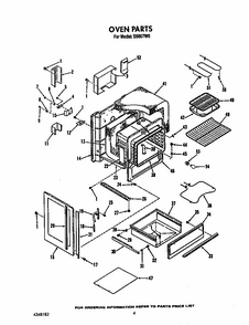 Oven Diagram and Parts List for S5007W0  Roper Range