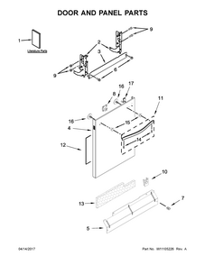 Door And Panel Parts Diagram and Parts List for 66514563N611  Kenmore Dishwasher