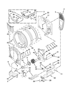 Bulkhead Parts Diagram and Parts List for WED71HEBW0  Whirlpool Dryer