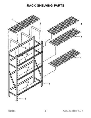 Rack Shelving Parts Diagram and Parts List for GARS774SZG01  Whirlpool Cabinet