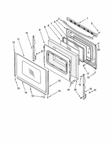 Door Diagram and Parts List for RF368LXKB0  Whirlpool Range