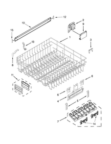Upper Rack And Track Parts Diagram and Parts List for KUDE20FBWH1  KitchenAid Dishwasher