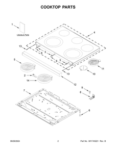 02 - Cooktop Parts Diagram and Parts List for WFES5030RS0  Whirlpool Range