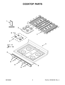 Cooktop Parts Diagram and Parts List for WFG535S0LS4  Whirlpool Range