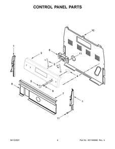 Control Panel Parts Diagram and Parts List for YWFE515S0JS1  Whirlpool Range