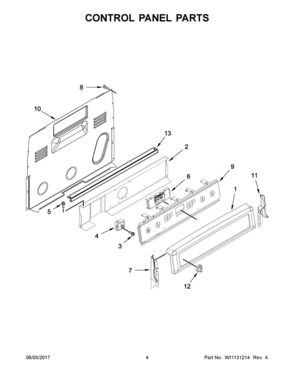 03 - CONTROL PANEL PARTS Diagram and Parts List for MER8800FB1  Whirlpool Range