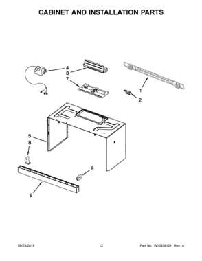 07 - CABINET AND INSTALLATION PARTS Diagram and Parts List for YKHMS2040BS2  Whirlpool Microwave