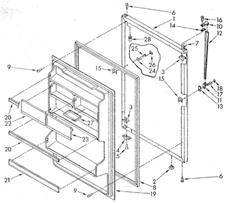 Refrigerator Door Diagram and Parts List for ET16AKXSN01  Whirlpool Refrigerator
