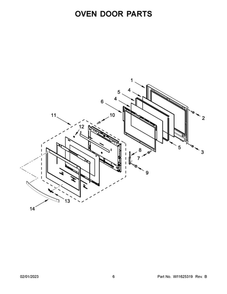 Oven Door Parts 2 Diagram and Parts List for WOC75EC7HS20  Whirlpool Microwave Oven Combo