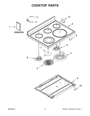 02 - COOKTOP PARTS Diagram and Parts List for MER8800FB1  Whirlpool Range