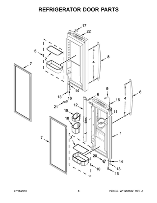 Refrigerator Door Parts Diagram and Parts List for WRF550CDHZ01  Whirlpool Refrigerator
