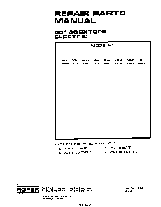 Cover Page Diagram and Parts List for C3357*0  Roper Range