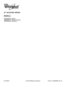 Cover Sheet Diagram and Parts List for WED96HEAU1  Whirlpool Dryer
