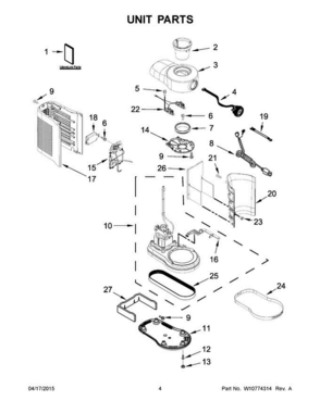 03 - Unit Parts Diagram and Parts List for 5KSB5080A0B0  KitchenAid Dishwasher