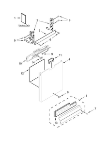 Door And Panel Parts Diagram and Parts List for WDF750SAYW3  Whirlpool Dishwasher