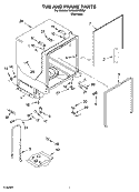 TUB AND FRAME PARTS Diagram and Parts List for KUDL02FRSS3  KitchenAid Dishwasher