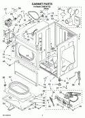 CABINET PARTS Diagram and Parts List for CGM2761TQ2  Whirlpool Dryer