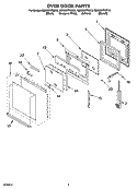 OVEN DOOR PARTS Diagram and Parts List for GBS307PDS12  Whirlpool Wall Oven