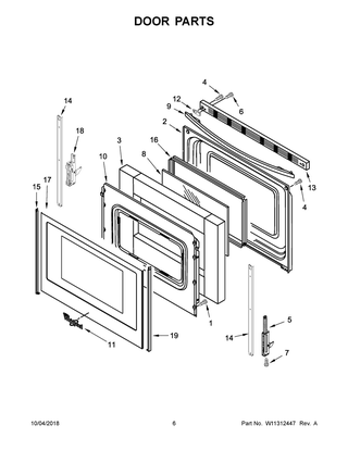 Door Parts Diagram and Parts List for WEC310S0FS3  Whirlpool Range