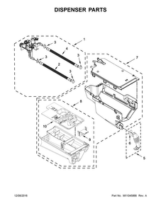 Dispenser Parts Diagram and Parts List for WFW90HEFC1  Whirlpool Washer