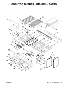 Cooktop, Burner, And Grill Parts Diagram and Parts List for JGRP648HM01  Whirlpool Range
