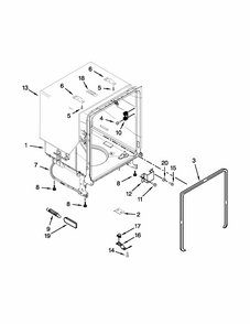 Tub And Frame Parts Diagram and Parts List for 66513073K214  Kenmore Dishwasher