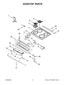 02 - Cooktop Parts Diagram and Parts List for WEC310S0LW3  Whirlpool Range