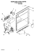 DOOR AND LATCH PARTS Diagram and Parts List for KUDT03FTPA3  KitchenAid Dishwasher
