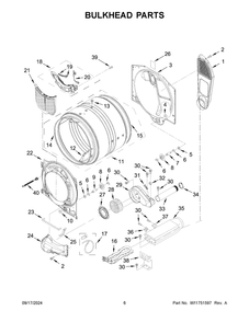 04 - Bulkhead Parts Diagram and Parts List for YWED5720RU0  Whirlpool Dryer