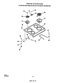 Main Top Diagram and Parts List for 2323*0A  Roper Range