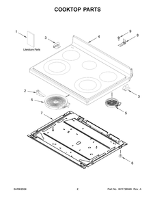 Cooktop Parts Diagram and Parts List for YWFE775H0HB5  Whirlpool Range