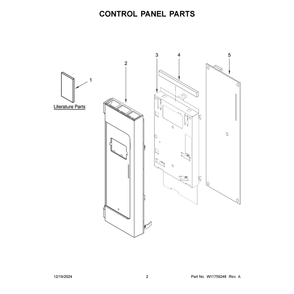 Control Panel Parts Diagram and Parts List for WMMS3130RB01  Whirlpool Microwave