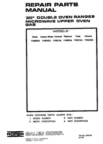 Front Cover Diagram and Parts List for 1745*0A  Roper Range