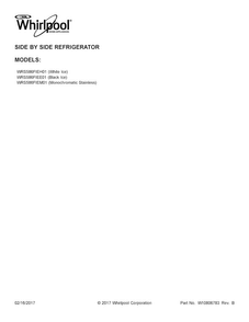 Cover Sheet Diagram and Parts List for WRS586FIEE01  Whirlpool Refrigerator