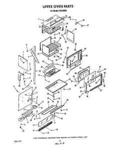 Upper Oven Diagram and Parts List for H6358*0  Roper Range