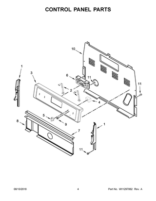 Control Panel Parts Diagram and Parts List for YWFE510S0HS1  Whirlpool Range