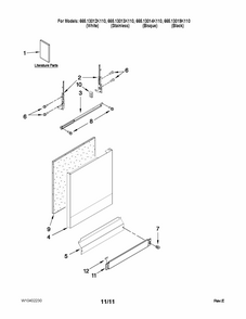 Door And Panel Parts Diagram and Parts List for 66513014K110  Kenmore Dishwasher