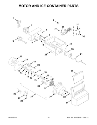Motor And Ice Container Parts Diagram and Parts List for WRS315SDHZ02  Whirlpool Refrigerator