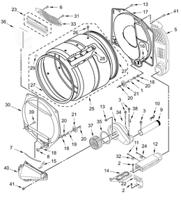 Bulkhead Parts Diagram and Parts List for MDE20PDFGW0  Whirlpool Dryer