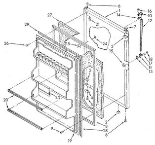 Refrigerator Door Diagram and Parts List for ET18JKXSN09  Whirlpool Refrigerator