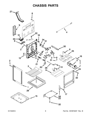 05 - CHASSIS PARTS Diagram and Parts List for YMER8880BB0  Whirlpool Range