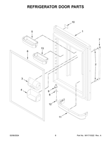 Refrigerator Door Parts Diagram and Parts List for KRBR109ESS05  KitchenAid Refrigerator